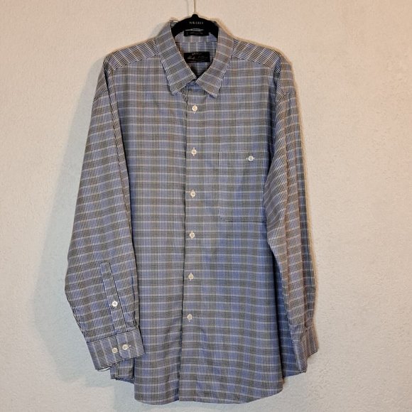 Orvis Signature Collection Shirt Men's XL White Blue Black Check Print READ Flaw - Picture 1 of 7